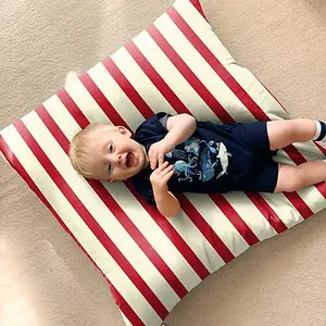 rucomfy Printed Outdoor Nautical Stripe Floor Cushion Beanbag - Red