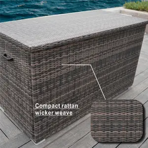 Abrihome 980L Large Rattan Outdoor Storage Deck Box (L170 x H95 x W77)