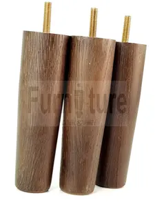 4 Dark Brown Turned Solid Oak Wood Furniture Legs Replacement Settee Feet 150mm High Sofa Chair Bed M8 SOF3213