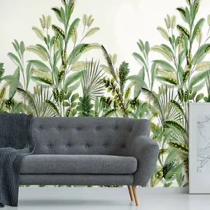 Grandeco Rainforest Leaves 3 lane repeatable Textured Mural, 2.8 x 1.59m