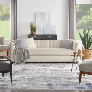 Blue Grey Abstract Modern Luxurious Rug For Dining Room Bedroom & Living Room-160cm X 221cm