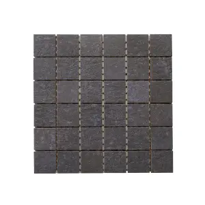 Metal ID Anthracite Smooth Matt Concrete effect Porcelain 5x5 Mosaic tile, (L)305mm (W)305mm