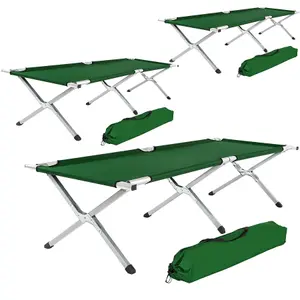 3 camping beds made of aluminium - green