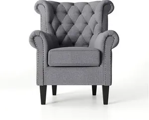 Abrielle Upholstered Wingback Chair Three Posts Upholstery Colour: Grey