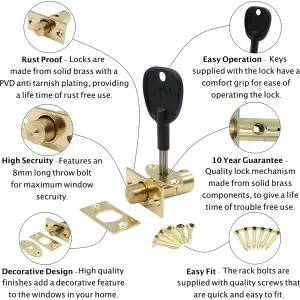 EAI - Rack Bolt - 37mm / 14mm Backset - PVD Brass