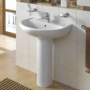 Vitra Layton 55cm basin with full pedestal 1 tap hole