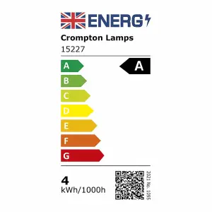 Crompton Lamps Ultra-Efficient LED GLS 3.8W B22 A-Class Warm White Clear (60W Eqv)