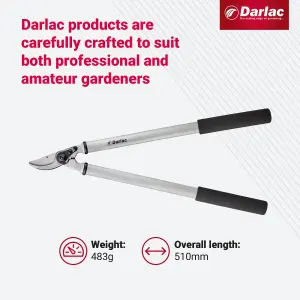 Darlac Expert Fine Bypass Lopper, DP1025, Drop Forged Aluminium Head, SK5 High Carbon Steel Blade