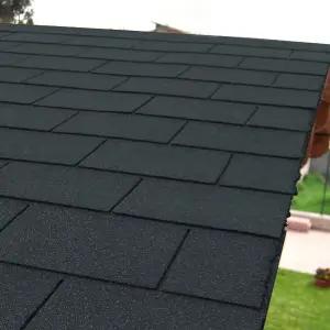 Asphalt Roof Shingle Garden Bitumen Roofing Shingles  Shed Roof Tiles,Rectangular,Black,18pcs 2.6m²