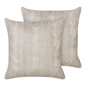 Set of 2 Cushions CONSTYLIS Cotton 45 x 45 cm Solid Taupe