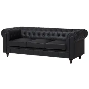 Right-Hand Corner Sofa CHESTERFIELD Black Faux Leather Right Hand