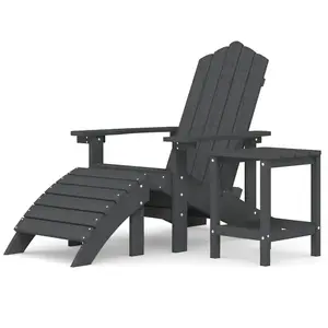 Berkfield Garden Adirondack Chair with Footstool & Table HDPE Anthracite