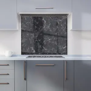 Deep Grey Quartz Effect Premium Glass Kitchen Splashback W600mm x H600mm