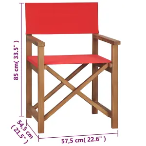 Berkfield Director's Chair Solid Teak Wood Red