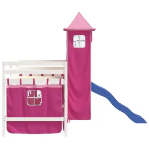 Berkfield Kids' Loft Bed with Tower without Mattress Pink 80x200 cm