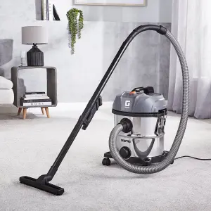 Geepas 20L Wet & Dry Drum Vacuum Cleaner, 1400W Motor 19kpa Powerful Suction