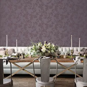 Galerie Emporium Purple Acanthus trail Embossed Wallpaper