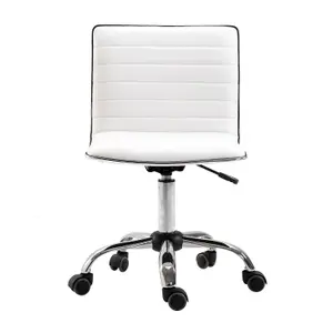 HOMCOM Armless Mid-Back Adjustable Office Chair with 360 Swivel White