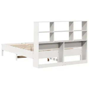 Berkfield Bookcase Bed without Mattress White 120x190 cm Small Double Solid Wood Pine