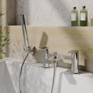 Contemporary Bath Shower Mixer Tap with Shower Kit - Chrome - Balterley