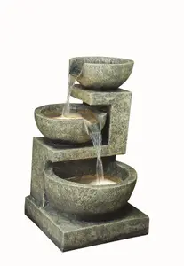 Aqua Creations Small Granite 3 Bowl Solar Water Feature with Protective Cover