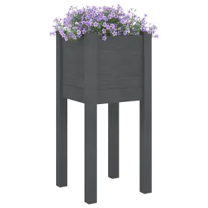 Berkfield Garden Planter Grey 31x31x70 cm Solid Pinewood