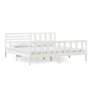 Berkfield Bed Frame White Solid Wood 200x200 cm