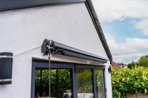 3 x 2.5m Electric Awning with LED Lights - Dark Grey