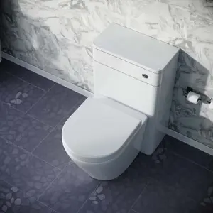 Nes Home Afern Modern 500mm Back To Wall WC Rimless Toilet Gloss White Space Saving