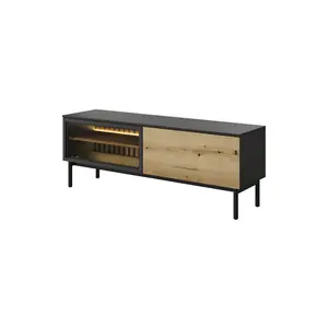 Stylish Lang TV Cabinet H550mm W1500mm D390mm in Oak Evoke & Black - Your Ultimate Entertainment Hub