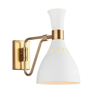 Wall Light Sconce Matte White / Burnished Brass LED E27 60W Bulb