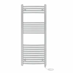 Right Radiators Prefilled Electric Curved Heated Towel Rail Bathroom Ladder Warmer Rads - Chrome 1200x500 mm