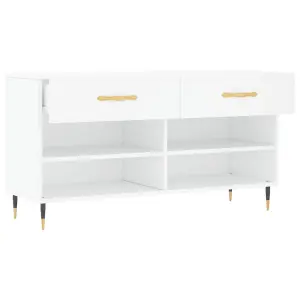 Berkfield Shoe Bench White 102x35x55 cm Engineered Wood