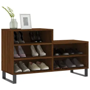 Berkfield Shoe Cabinet Brown Oak 102x36x60 cm Engineered Wood