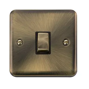 Curved Antique Brass 1 Gang 20A Ingot DP Switch - Black Trim - SE Home