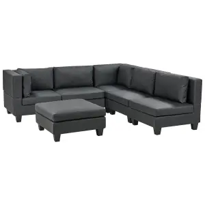 Corner Sofa with Ottoman UNSTAD Black Left Hand