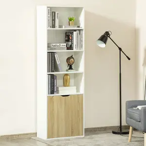 HOMCOM 2 Door 4 Shelves Bookcase Wooden Storage Cabinet Display Unit White Oak