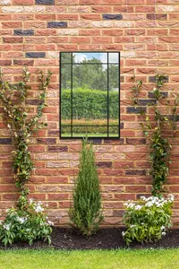 MirrorOutlet - The Genestra - Black Modern Contemporary Garden Wall Mirror 39" x 27" (100 x 70 cm)