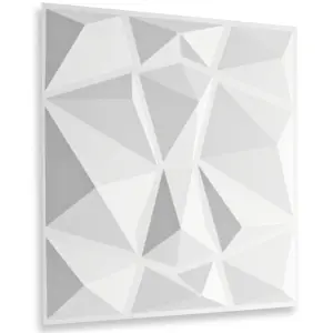 3D Wall Panels Adhesive Included - 6 Sheets Cover 16.15ft²(1.5m²) Interior Cladding Panels set - Diamond Design in White