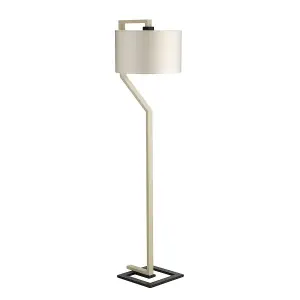 Floor Lamp Light Ivory Shade Cream And Dark Grey Painted Metal Base LED E27 60W