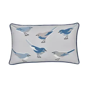 Aventurine Blue & grey Birds Indoor Cushion (L)50cm x (W)30cm