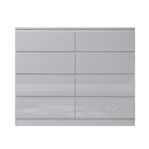 FWStyle White Gloss Chest Of 8 Drawers Scratch Resistant Bedroom Furniture