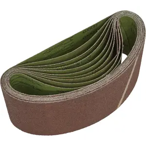 10 Pack of 100mm x 610mm Sanding Belts - 40 Grit Aluminium Oxide for Woodworking