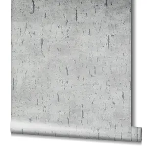 Galerie Air Collection Grey Metallic Cork Effect Textured Wallpaper Roll