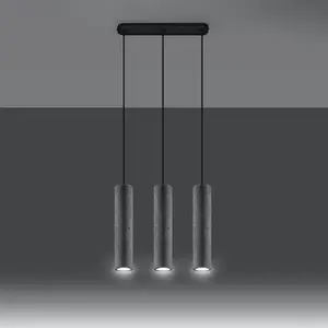 Luvo Concrete Grey 3 Light Classic Pendant Ceiling Light