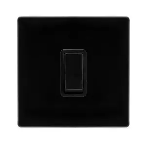 Matt Black Screwless Plate 10A 1 Gang 2 Way   Light Switch - Black Trim - SE Home