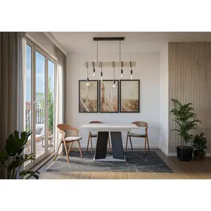 Extendable Dining Table Alekzander Light Grey/Black