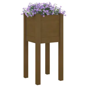 Berkfield Garden Planter Honey Brown 31x31x70 cm Solid Pinewood