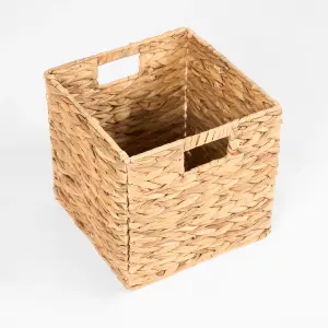 Natural 1 x Storage Cube Folding Rope Organiser Woven Wicker Hamper Strong Box