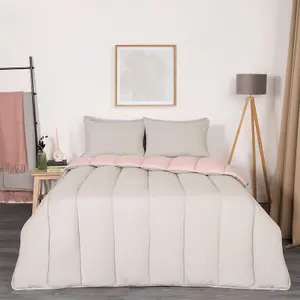 Coverless 10.5 Tog Duvet & Pillowcase, Blush/Grey - Double